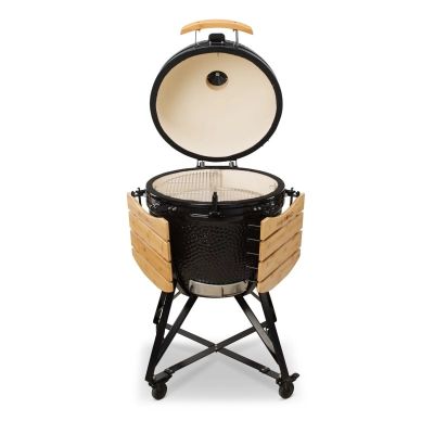 5. Kamado Bono Grande Keramikgrill, 58 cm (23 Zoll), Kamado-Grillwagen, Holzkohle (Brennstoff), Schwarz