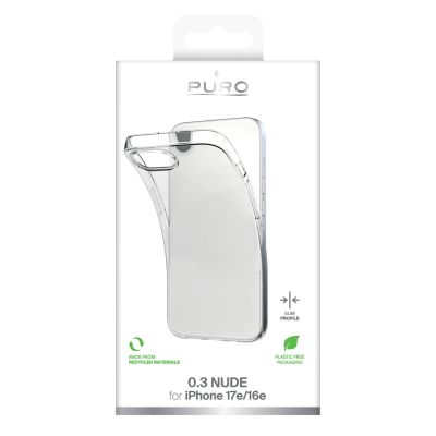 10. Puro 0.3 Silikonhülle in Nude für iPhone 16e/17e – Transparent