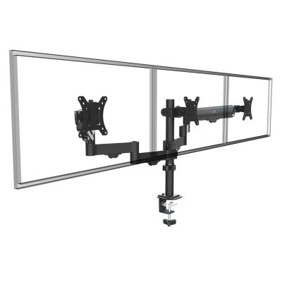 12. MACLEAN 3-Monitor-Halterung, Gasfeder, 17"-27", 2-8 kg, Schwarz MC-137
