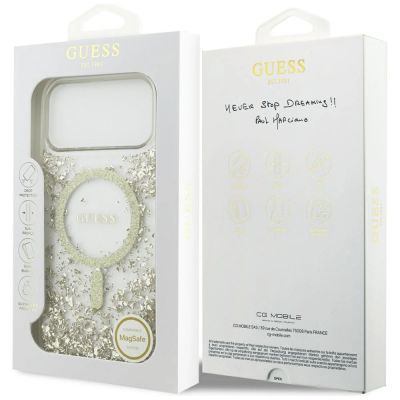 8. Guess Resin Bottom Glitter MagSafe Hülle für iPhone 17 Pro Max - Gold