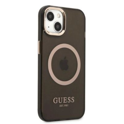 4. Guess Gold Outline Translucent MagSafe Hülle für iPhone 13 – Schwarz