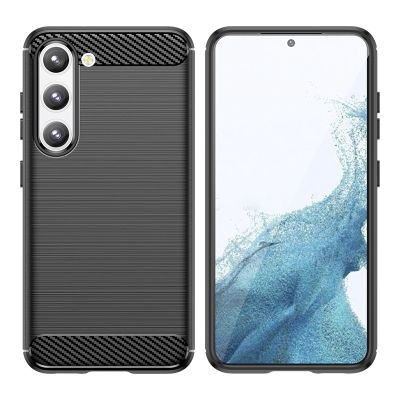 3. Carbon Case Hülle für Samsung Galaxy S23+ flexibles Silikon Carbon Cover schwarz