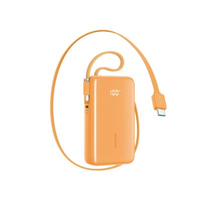 Joyroom JR-PR2 35W 10000mAh Powerbank mit integrierten USB-C- und Lightning Kabeln – Orange