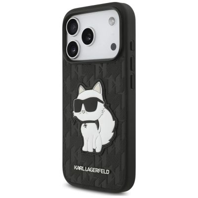 2. Karl Lagerfeld Saffiano Mono Patch Choupette Case für iPhone 18 Pro / 17 Pro – schwarz