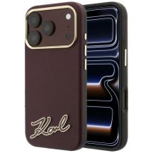 Karl Lagerfeld MagSafe-Hülle mit genarbtem Harz-Logo für iPhone 18 Pro Max / 17 Pro Max – Burgunderrot