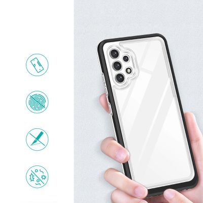 2. Klare 3in1 Hülle für Samsung Galaxy A72 4G Frame Gel Cover Schwarz