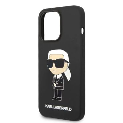 6. Karl Lagerfeld Silikon Ikonik MagSafe Hülle für iPhone 14 Pro – Schwarz