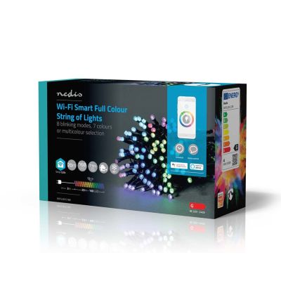 7. Nedis SmartLife Dekorative LED-Lichterkette mit WLAN und RGB-Beleuchtung, 168 LEDs, 20 m Reichweite, kompatibel mit Android™ und iOS