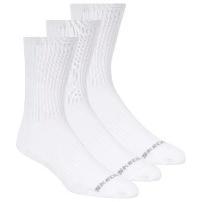 Skechers 3er-Pack Unisex-Sneaker, Rundhalsausschnitt, Non-Frottee, S601102-100, Weiß, Größe 43-46