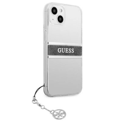 4. Guess GUHCP13SKB4GGR iPhone 13 mini 5.4" Transparente Hardcase 4G Grey Strap Charm