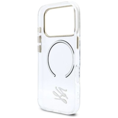 7. Karl Lagerfeld IML KL Script Logo MagSafe Hülle für iPhone 17 Pro – Transparent