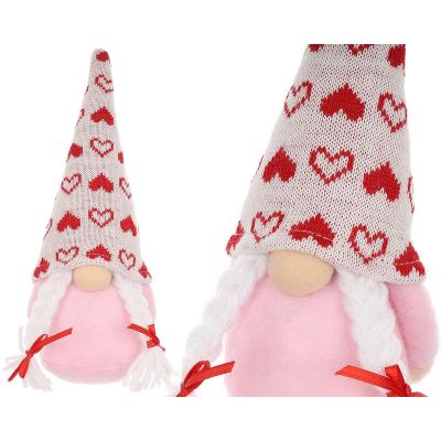 GNOME 20CM VALENTINSTAGSDEKORATION MÄDCHEN ROSA