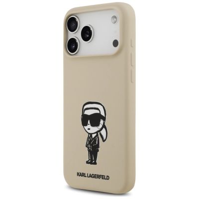 2. Karl Lagerfeld Silikonhülle mit Karl-Skizze und Logo (MagSafe) für iPhone 17 Pro Max – Braun