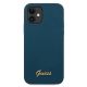 3. Guess, GUHCP12SLSLMGBL iPhone 12 mini 5,4" blau/blaues Hardcase Metall-Logo-Skript