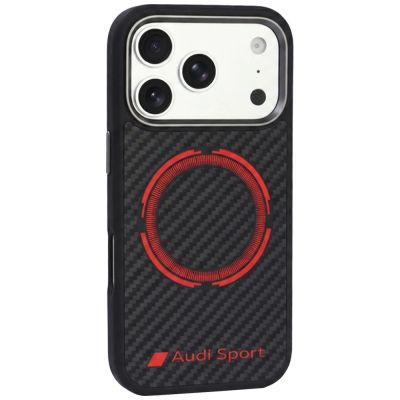 2. Audi RSQ Carbonfaser Sport Red Circle MagSafe Hülle für iPhone 18 Pro / 17 Pro - Schwarz