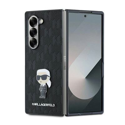 Karl Lagerfeld Saffiano Ikonik Pin Hülle für Samsung Galaxy Z Fold 6 – Schwarz