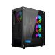 6. GEMBIRD FORNAX 400X MIDI-TOWER-CASE (2x USB 3.0, 1x USB 2.0, HD-Audio, Seitenwand aus Glas, ARGB-Hintergrundbeleuchtung) SCHWARZ