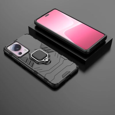 5. Ring Armor-Hülle für Xiaomi 13 Lite, gepanzerte Abdeckung, magnetischer Halterungsring, schwarz