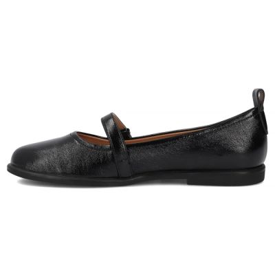 3. Schwarze Damen-Ballerinas aus Leder mit Gürtel, Filippo DP7742