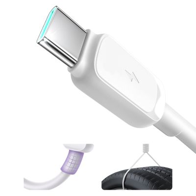 2. Joyroom Multi-Color Series A14 USB-A/USB-C 3A-Kabel 1,2 m – Weiß