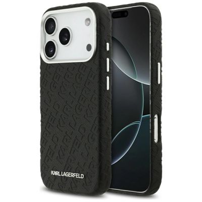 Karl Lagerfeld FW Stamped Karl MagSafe Hülle für iPhone 17 Pro - Schwarz