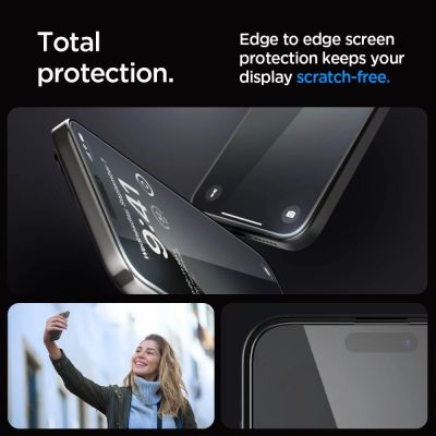 8. Spigen Glas.tR EZ Fit FC gehärtetes Glas für iPhone 15 Pro Max – Schwarz