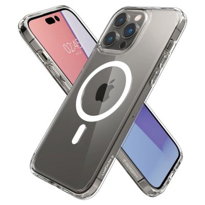 17. Spigen Ultra Hybrid Mag Case mit MagSafe für iPhone 14 Pro – Transparent und Weiß