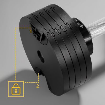 8. REBEL ACTIVE VERSTELLBARE HANTEL AUS GUSSEISEN AUTOMATISCH 36KG, 2KG HUB RBA-2332-36