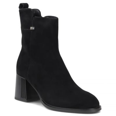 Schwarze Damen-Lederstiefeletten mit Absatz Filippo DBT8191
