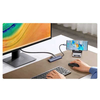 13. HUB Ugreen CM511 20956A 6in1 USB-C – HDMI / 3x USB-A 3.0 / SD/TF-Kartenleser – Grau