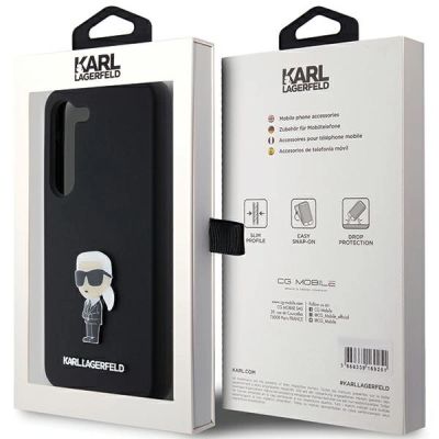 8. Karl Lagerfeld Silikon Ikonik Metal Pin Hülle für Samsung Galaxy S23 – Schwarz