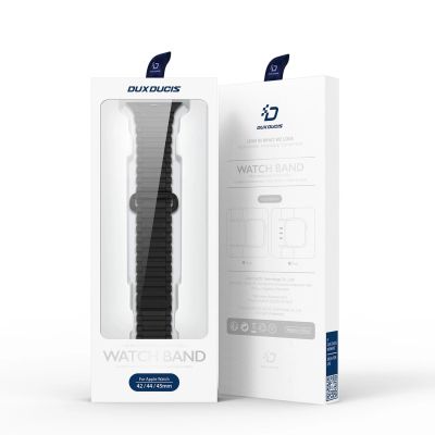 5. Dux Ducis Armband (Armor-Version) Apple Watch SE-Armband, 9, 8, 7, 6, 5, 4, 3, 2, 1 (41, 40, 38 mm) Silikon-Magnetbandarmband Schwarz/Orange