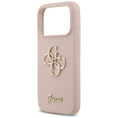 6. Guess Silikonhülle mit großem 4G-Schriftzug für iPhone 17 Pro – Pink