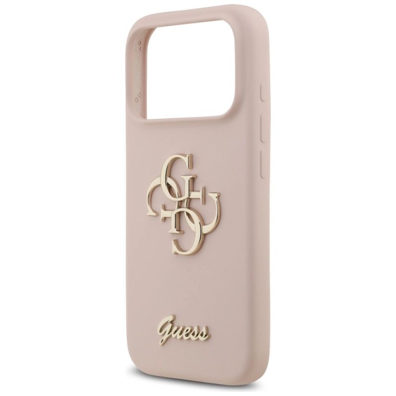 6. Guess Silikonhülle mit großem 4G-Schriftzug für iPhone 17 Pro – Pink