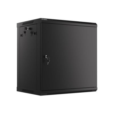 Lanberg WF01-6412-00B Wandmontierter Rack-Schrank 19" 12U 600X450 SCHWARZE METALLTÜR (FLACHVERPACKT)