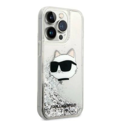 4. Karl Lagerfeld KLHCP14LLNHCCS iPhone 14 Pro 6,1" Silber/Silber Hardcase Glitter Choupette Head