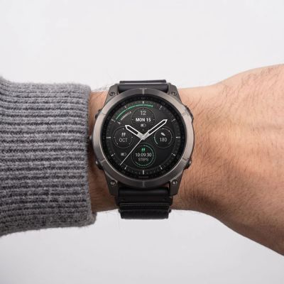 6. Tech-Protect Nylon Classic Armband für Garmin Fenix ​​5X / 5X Plus / 6X / 6X Pro / 7X / 8 / 8 Pro / 9 / 9 Pro (47 mm) - Schwarz