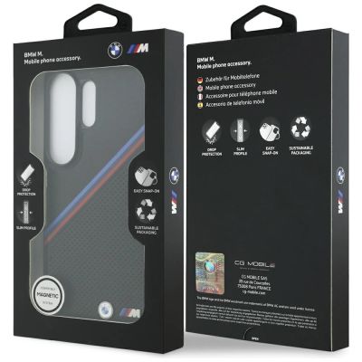 8. BMW Tricolor Metal Logo MagSafe Hülle für Samsung Galaxy S26 Ultra - Schwarz