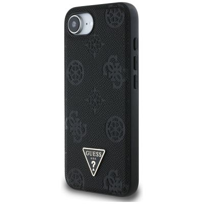 2. Guess Grained Hot Stamp Peony Triangle Logo MagSafe Case für iPhone 16e - Schwarz