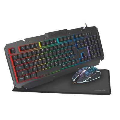 LogiLink ID0185 Gaming-Tastatur und Maus inklusive USB-QWERTZ-Tastatur (Englisch, Schwarz)