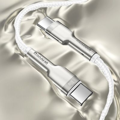 12. Baseus Cafule Metall-Netzteil 100W USB-C – USB-C-Kabel 2 m – Weiß