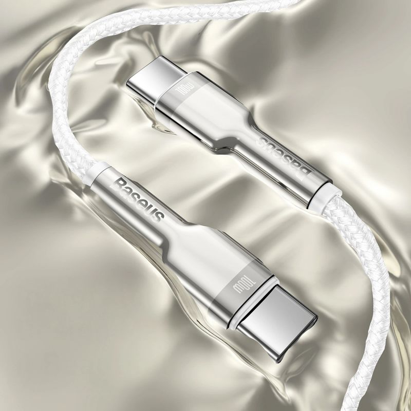 12. Baseus Cafule Metall-Netzteil 100W USB-C – USB-C-Kabel 2 m – Weiß