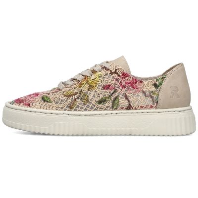 5. Damenschuhe mit durchbrochenem Blumenmuster, beige, Rieker N9919-91