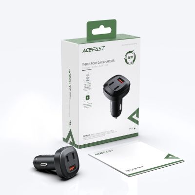 13. Acefast Autoladegerät 66W 2x USB Typ C / USB, PPS, Power Delivery, Quick Charge 4.0, AFC, FCP, SCP schwarz (B3 schwarz)