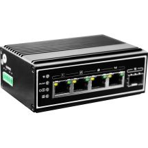 LevelOne IGP-0502 – Switch – -40 °C bis 75 °C – 4 x 10/100/1000 (PoE+) + 1 x Gigabit SFP – Tischmontage, DIN-Schienenmontage, Wandmontage – PoE+ (120 W) – Stromversorgung über Gleichstrom