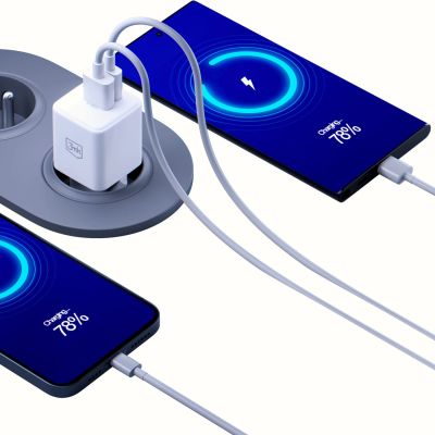 3. 3mk Hyper GaN Ladegerät 20W QC4+ PD PPS USB-C USB-A Wandladegerät - Weiß