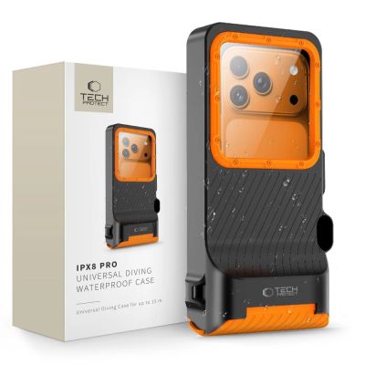 Tech-Protect IPX8 Pro wasserdichte Handyhülle – Orange und Schwarz
