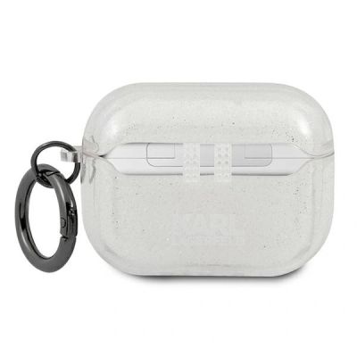 2. Karl Lagerfeld KLAPUKHGS AirPods Pro cover srebrny/silver Glitter Karl`s Head