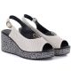 3. Damen-Keilsandalen aus Leder mit durchbrochenem beigem Muster, S.Barski 7010