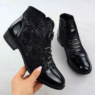 21. Schwarze Damen-Arbeitsstiefel mit Socken Sabatina